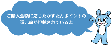 ご購入金額に応じたがすたんポイントの還元率が記載されているよ